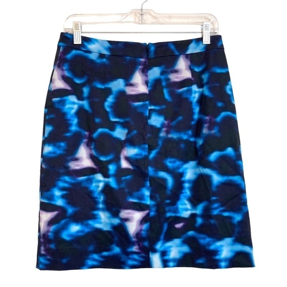 ERDEM Abstract Stretch Mini Pencil Skirt Blue Celeb Designer Favorite - Picture 6 of 11